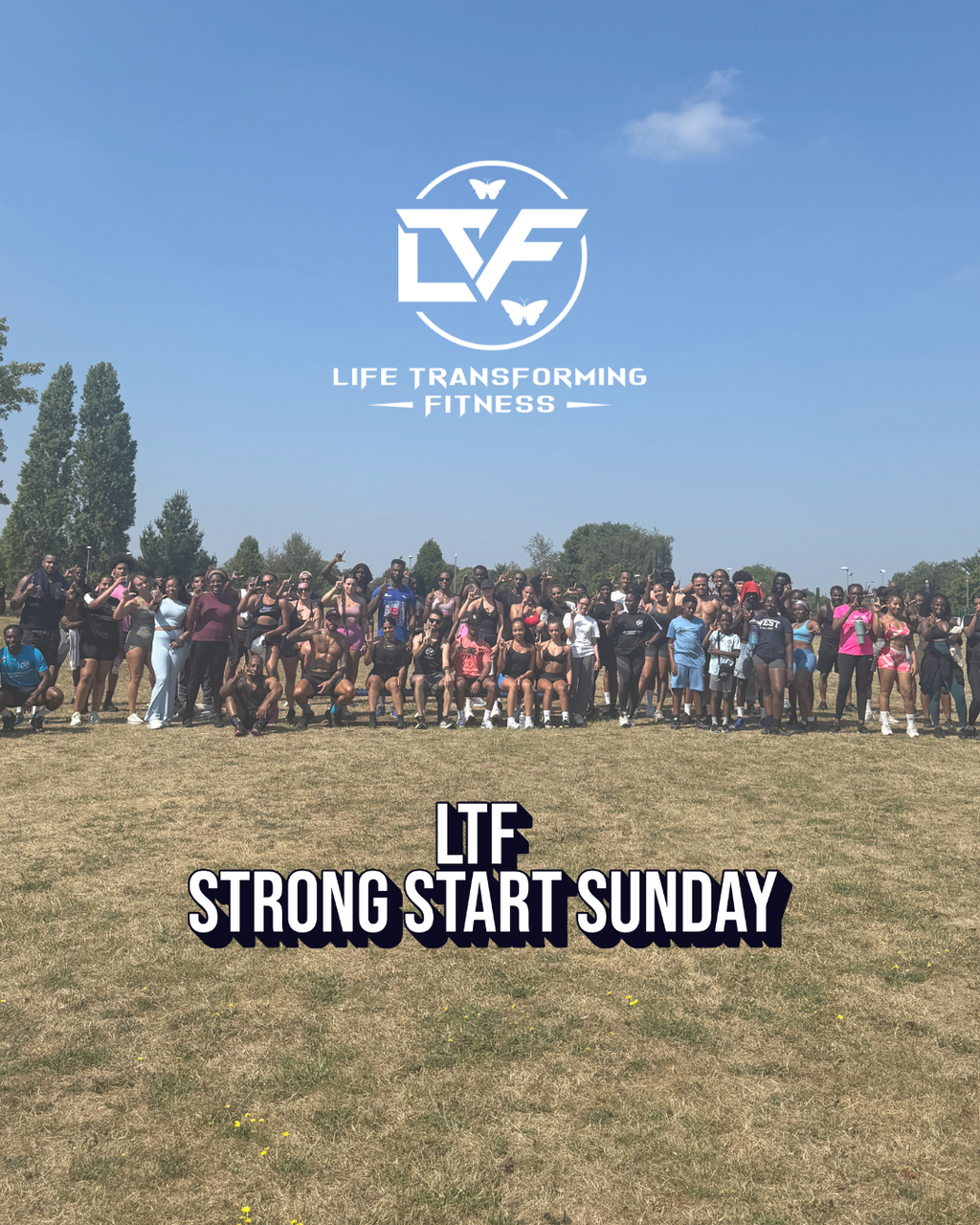 LTF Strong Start Sunday full-body group fitness session with participants training together.
LTF Strong Start Sunday group workout.
Participants taking part in LTF’s Strong Start Sunday full-body workout, moving through strength and cardio exercises in a large group setting.
Strong Start Sunday full-body fitness class at LTF with high-energy group training.